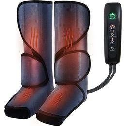 Leg Compression Massager for Circulation and Pain Relief with Heat, 2 Modes, 5 Intensities, Vibration Air Compression Foot Massager - Handheld Controller Included