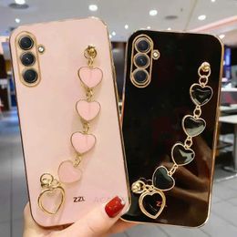 Cell Phone Cases Samsung Galaxy A14 A54 A34 A24 4G 5G wristbands chain square cover 14 54 34 24 J240418