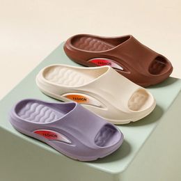 Slippers Simple Letter Shoes Men's Thick Soled Summer Beach Bathroom Non-Slip Women's Soft Sandals Ultra Light