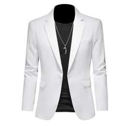 Fashion Mens Business Casual Blazer Black White Red Green Solid Colour Slim Fit Jacket Wedding Groom Party Suit Coat M-6XL 240409