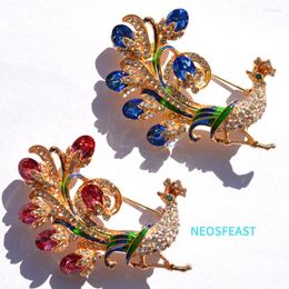 Brooches Rhinestone Peacock Luxury For Women Multi Colour Crystal Corsage Fashion Jewellery Dress Garment Ladies Gifts Accessories