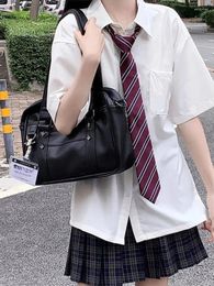 Women's Blouses Preppy Style Shirts Women Korean Schoolgirl Short Sleeve Chic Solid Lady Harajuku High Street Summer Baggy All-match Blusas