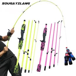 Sougayilang 5 Sections Portable Travel Fishing Rod Ultralight Weight Eva Handle SpinningCasting Pole Tackle 240408