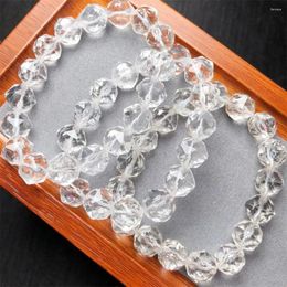 Link Bracelets 12mm Natural Clear Quartz Facted Bracelet Fashion Crystal Gemstone Jewellery Reiki Healing Gift For Women 1pcs