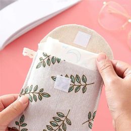 Storage Bags Canvas Women Coin Purse Cartoon Sanitary Pad Napkin Key Cotton Bag USB Data Cable Earphone Christmas Gifts Pouch