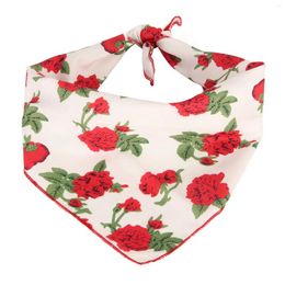 Dog Apparel Bandanas Scarf Soft Fine Stitching Wide Application Puppy Cotton Durable Red Rose Printing For Wedding Party