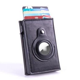 Holders Rfid Blocking Auto Pop Up Credit Bank Card Holder Magnet Men Air Tag Wallets Small Trifold Leather Wallet Mini Purse For Airtag