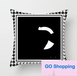 European Famous Brand Logo Light Luxury Square Fashion Living Room Sofa Short Plush Pillowcase