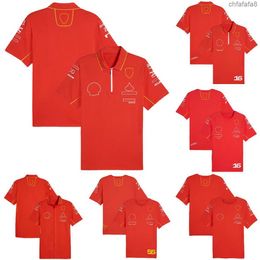 F1 2024 Team T-shirt New Formula 1 Racing Mens Polo Shirts Motorsport No.16 and No.55 Driver Red T-shirt Fans Jersey QL2M