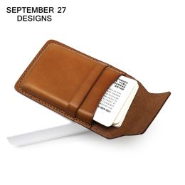 Holders New Fashion Business Card Case Genuine Leather Vintage Men Small Credit Card Holder 100% Cowskin Retro Women Mini Coin Purses