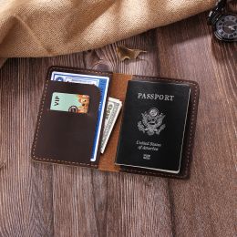 Wallets Women Men Retro Business Passport Covers Holder MultiFunction ID Bank Card Leather Wallet Case Travel Accessories