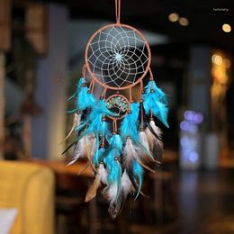 Decorative Figurines 1pc Blue Dream Catcher Handcrafted Feather Hanging Ornament For Home Decor