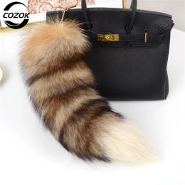 Bags 40 cm Long Fox Fur Tail Handmade Key Ring Keychain For Handbags Backpacks Charm Tassel Ornaments For Bags/Shoes/Hats/Garments