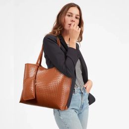 Bags Vintage PU Leather Capacity Tote Bags For Women Big Size Shopper Shoulder Set Bag Female Handbags Purses