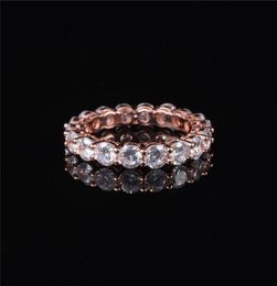 Cluster Rings Luxury 925 SILVER 18K Rose GOLD SETTING PAVE FULL ETERNITY BAND ENGAGEMENT WEDDING DIAMOND PLATINUM Ring Jewelry8213439