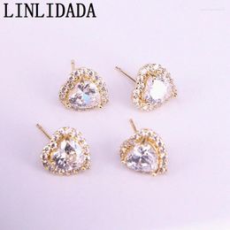 Stud Earrings 8Pair Gold Filled Zirconia Earring Fashion White Color CZ Micro Pave Heart Jewelry For Women Lady