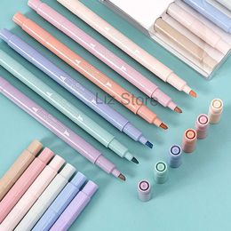 Highlighters Wholesale Headed Colors/Set 6 Double Fluorescent Pen Student Drawing Writing Markers Pens Office School Stationery Art Supply Th0833 s