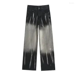 Women's Jeans Tie-Dyed Straight Autumn Clothing Women 2024 Small Slimming High Waist Loose Wide Leg Pants