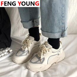 Fitness Shoes Women Sneakers Sneaker Harajuku Female Woman White Lace-Up Platform 2024 Casual Fashion Walking Mesh Chunky