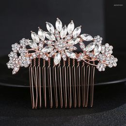 Headpieces Rhinestone Flowers Hair Comb Insert Jewerly Bridal Accessories Simple Alloy Crystal Clips