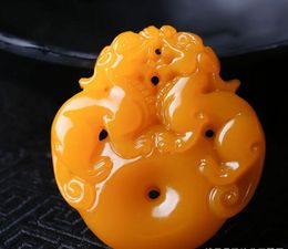 Xinjiang Hetian Jade Old Topaz Anhänger Huanglong Jade Pingxing Anhänger Jade Halskette6963339