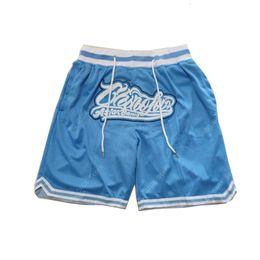 Basketball Shorts Carolina Four pocket zipper Sewing Embroidery HighQuality Outdoor Sport Beach Pants Blue 240416