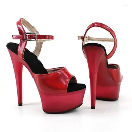 Dress Shoes 20cm/8inches Shiny PU Upper Electroplate Platform High Heel Sandals Sexy Model Pole Dance 181