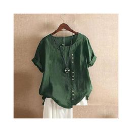 Womens Plus Size T-Shirt Short Sleeve Cott Linen Beautif Tunic Blouse Tops Ladies Casual Basic Shirt Clothes L-5Xl Clothing 2023 J0Xk Otes4