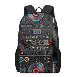 Bags Electronic Music DJ Controller Mixer School Bags 3D Print Kids Backpack Schoolbags Black Bookbags For Teenager Girls Boys Childr