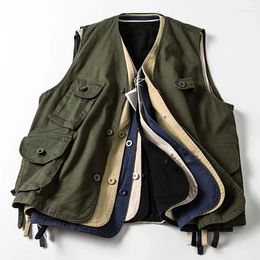 Men's Vests American Retro Loose BF Unisex Multi Pocket Workwear Couple Vest Fashion Vintage Sleeveless Coat Amekaji Jackets