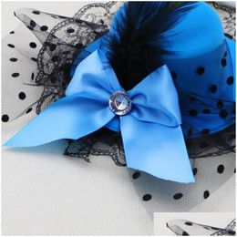 Other Event Party Supplies Style Women Bow Hair Clips Lace Feather Mini Top Hat Fancy Fascinator Drop Delivery Home Garden Festive Dh1Zh