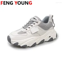 Fitness Shoes Spring Women Platform Chunky Sneakers Korean Woman Running Trainers Fashion Breathable Lace Up Casual Tennis Female