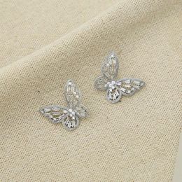 Stud Earrings Korean Fashion Stereo Feeling Zircon Butterfly For Women 2024 Luxury Cute Romantic Wedding Party Gifts Girls Jewelry