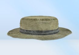 Outdoor Hats VOBOOM Bucket for Men Washed Cotton Panama Summer Fishing Hunting Cap UV400 Sun Protection Caps 2209124125672