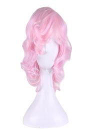 WoodFestival short curly pink wig cosplay anime costume synthetic wigs heat resistant lolita women oblique bangs8688282