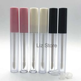 2,5 ml tomt glans grossiströrsläpp runda transparent lipcare förpackningsrör med trollstava påfyllningsbara svarta vita lock diy makeup container th0973 care s