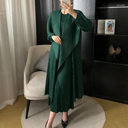 Work Dresses Fashion Suit Temperament Fringe Dress Long Pleated Cardigan Two-piece Set 2024 Women's Spring Summer