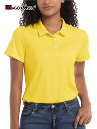 Magcomsen damskie koszule polo golfowe UPF 50 Szybkie suche damskie koszulę tenisową krótki rękaw T-shirt Athletic Collerace Tops 240419