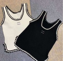 Anagram-embroidered Women Tanks Camis cotton-blend tank tops Two C letters Designer Skirts Yoga Suit CHANNEL Dress bra Vest Ladies solid Vintage T Shirt Femme 43666