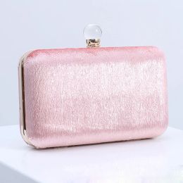 Clutches Pink Clutch Purse Women Luxury Designer Satin Bag Crossbody Pearl Small Handbag with Chain Ladies Evening Hand Bags 2023