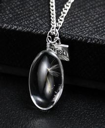 Natural Dandelion Oval Round Crystal Glass Pendant Handmade Dried Flowers Necklace Permanent Preservation Chains Jewelry Women Nec8281073