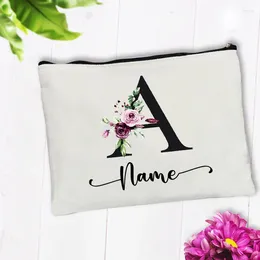 Storage Bags Custom Name Letters Cosmetic Bag Women Travel Toiletry Pouch Luxury Wedding Bridesmaid Gifts Makeup For Ladies Purse