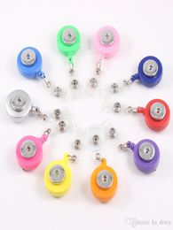 Snap Button Retractable Ski Pass ID Card Badge Holder Reels Pull Key Name Recoil Reel Fit 18MM Snaps Buttons Jewelry MKI6107199