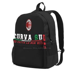 Backpacks Curva Sud MilanoTu Sei Tutta La Mia Vita School Storage Bag Student'S Backpack Cma Red Black Curva Sud Milano Cms Relaxed