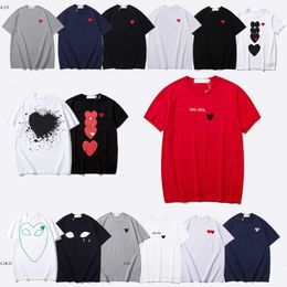 COMMES Designer Play T Shirt DES GARCONS Cotton Fashion Brand Red Heart Embroidery T-Shirt Women's Love Sleeve Couple Short Sleeve Men Cdgs Play 7460