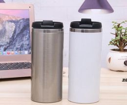Drinkware Dining Bar Home Garden 420Ml Blank Sublimation Tumblers Heat Tansfer Coffee With Lid Double Layers sea HWB103272407593