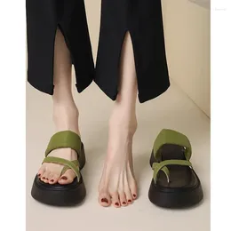 Slippers Selling Thick Soled For Women To Wear Outside In Summer 2024 Versatile High Toe Beach Flip-flops