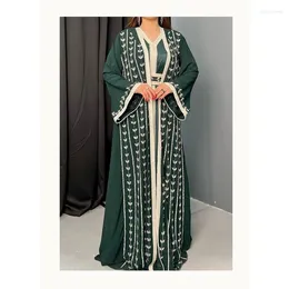 Ethnic Clothing Offer Royal Green Moroccan Kaftan Arab Party Wear Abaya Hand Beads Formal Dress