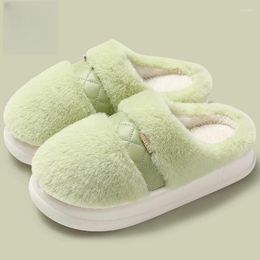 Slippers 2024 Cotton Men And Women Plush Warm Winter Fuzzy Platform Simplicity Couples Home Indoor Shoes Mules