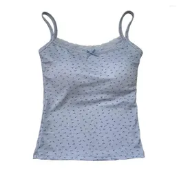 Camisoles & Tanks Women Padded Tank Top Stylish Women's Tops With Lace Trim Bow Detail Sexy Backless Crop For Streetwear Summer